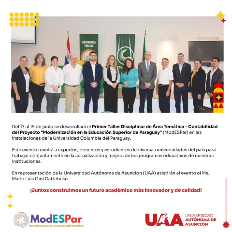 Primer Taller Disciplinar de Área Temática – Contabilidad del proyecto ModESPar