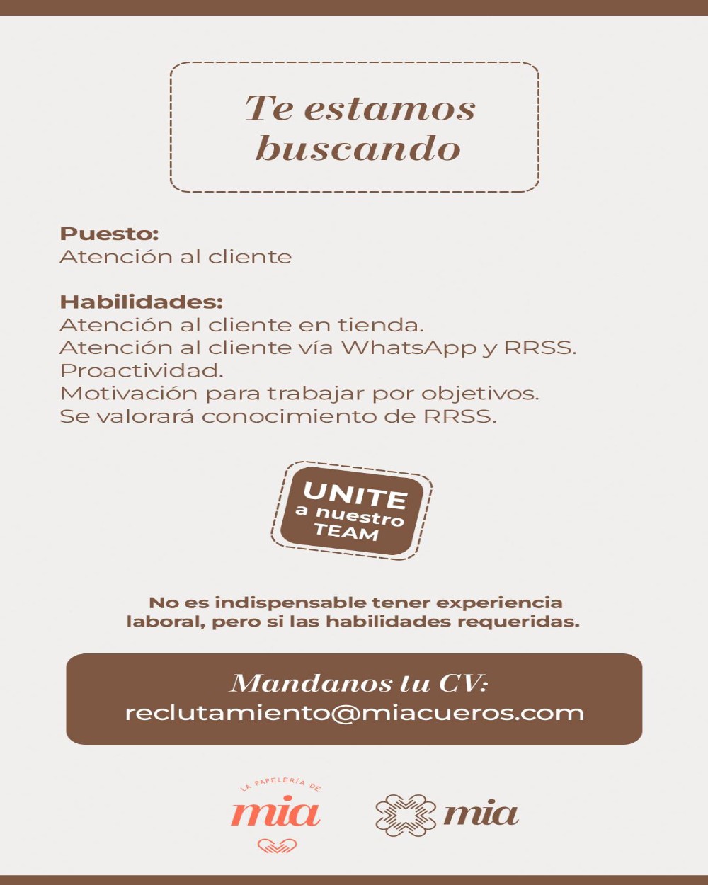 La Papelería Mía busca Personal para Atención al Cliente | Oportunidad laboral 2024
