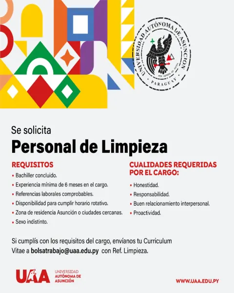 Se solicita Personal de Limpieza