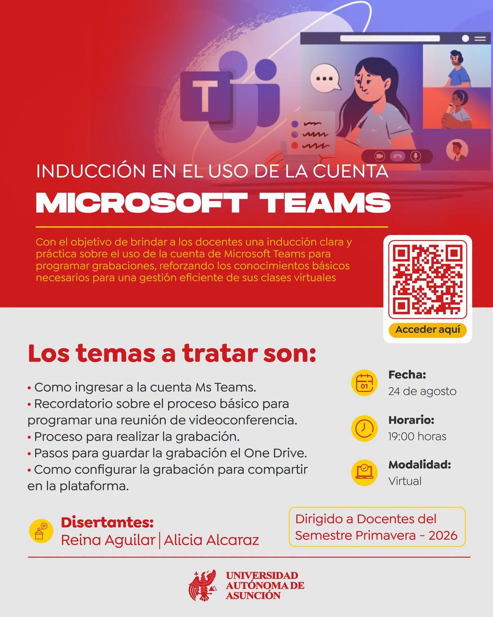 Inducci&oacute;n en el uso de la cuenta Microsoft Teams