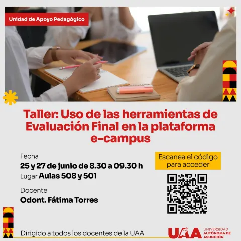 Taller: Uso e las herramientas de evaluación final en la plataforma e-campus