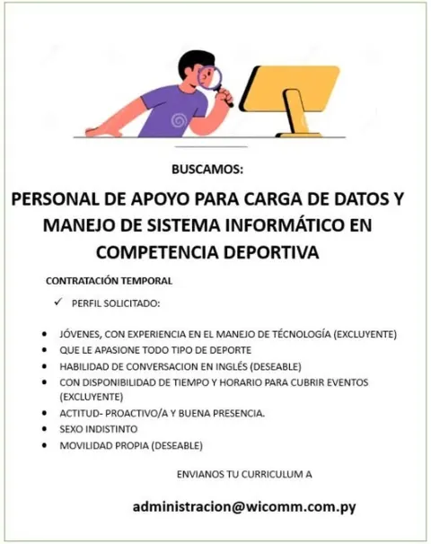 Personal de Apoyo para Carga de Datos