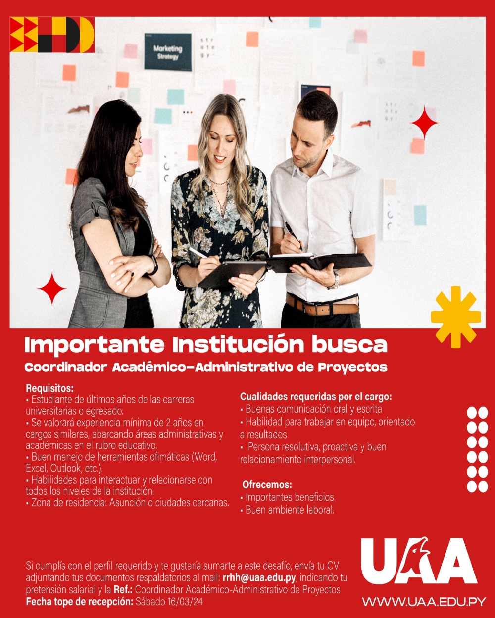 Importante Institución busca Coordinador Académico-Administrativo de Proyectos