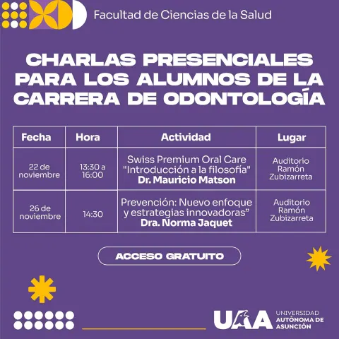 Charlas presenciales para los alumnos de la carrera de Odontología
