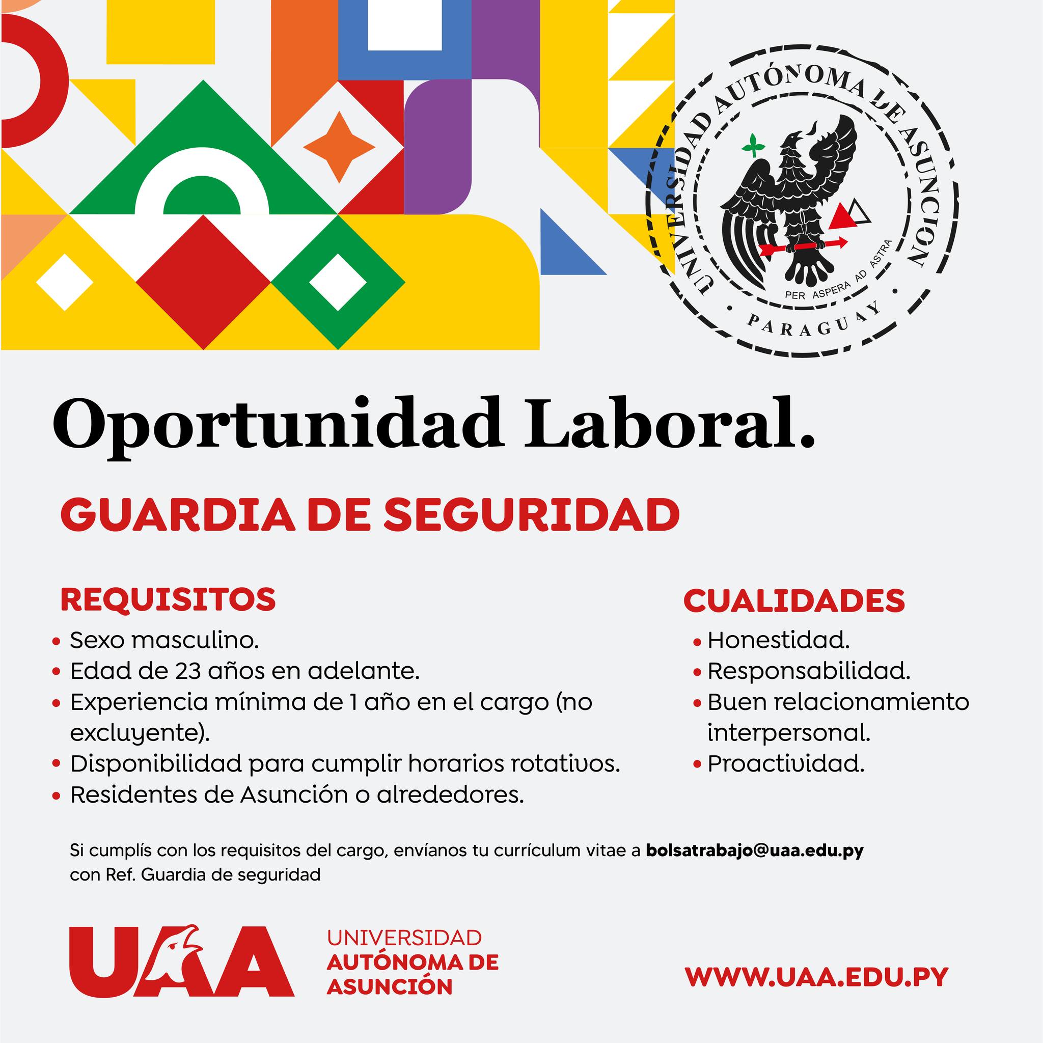 Oportunidad Laboral: Guardia de Seguridad