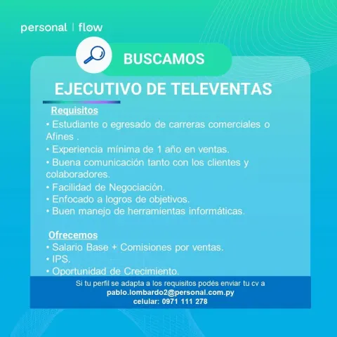 Ejecutivo de Televentas - Personal Flow