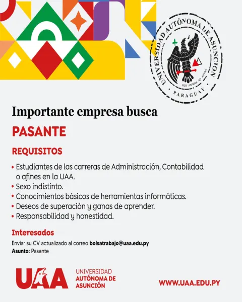 Oportunidad de Pasantía: Área Administrativa