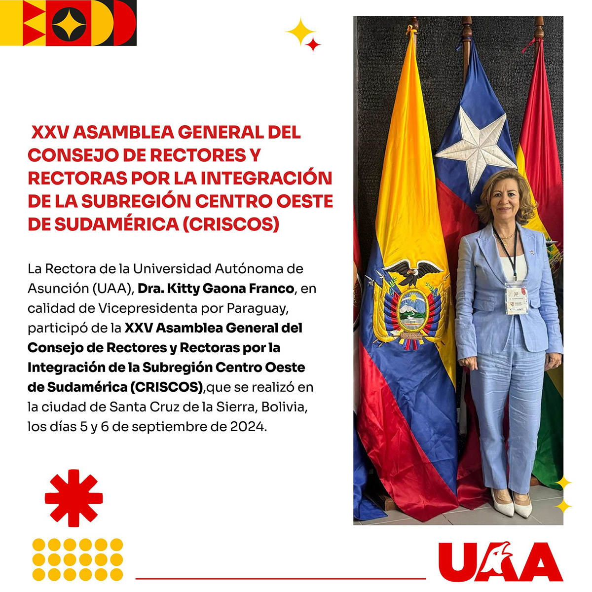 Rectora presente en la XXV Asamblea General