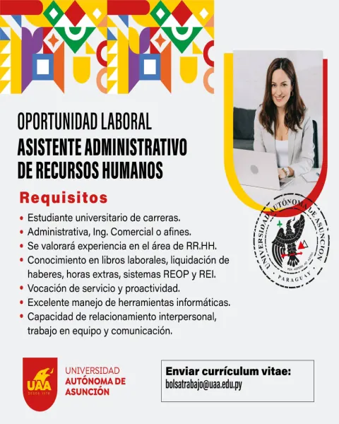Oportunidad Laboral: Asistente Administrativo de Recursos Humanos