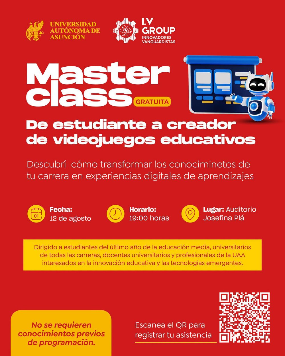 Masterclass gratuita: de estudiante a creador de videojuegos educativos