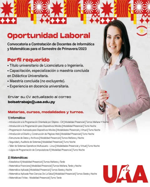 Convocatoria Docente: Informática y Matemáticas