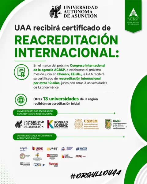 UAA recibirá certificado de reacreditación internacional por otros 10 años
