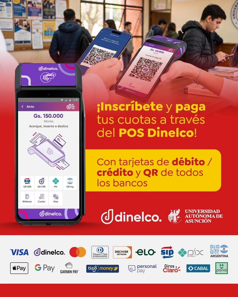 Inscr&iacute;bete y paga tus cuotas a trav&eacute;s del POS Dinelco