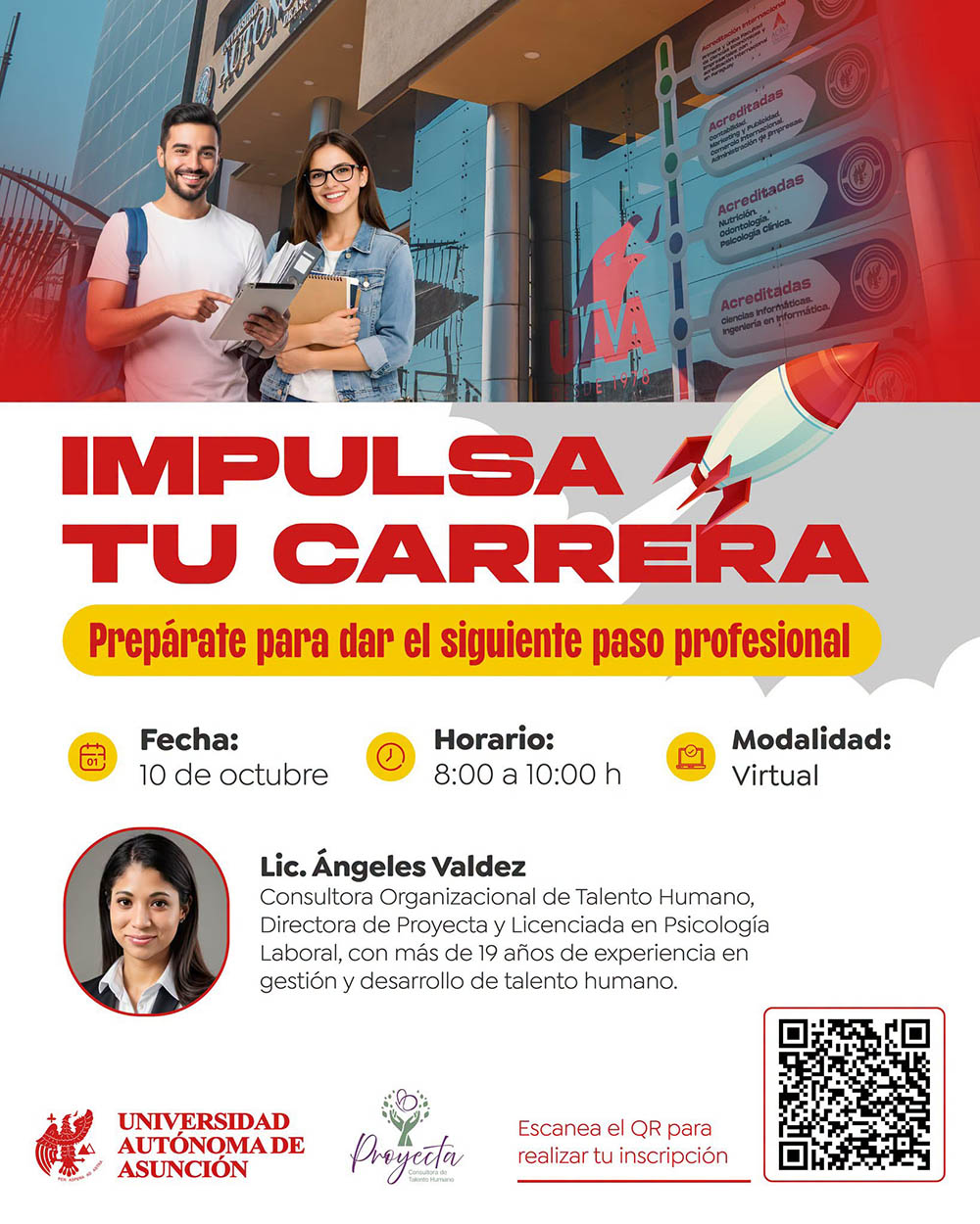Impulsa tu carrera: prepárate para dar el siguiente paso profesional. 10 de octubre, de 8:00 a 10:00 h, modalidad virtual.