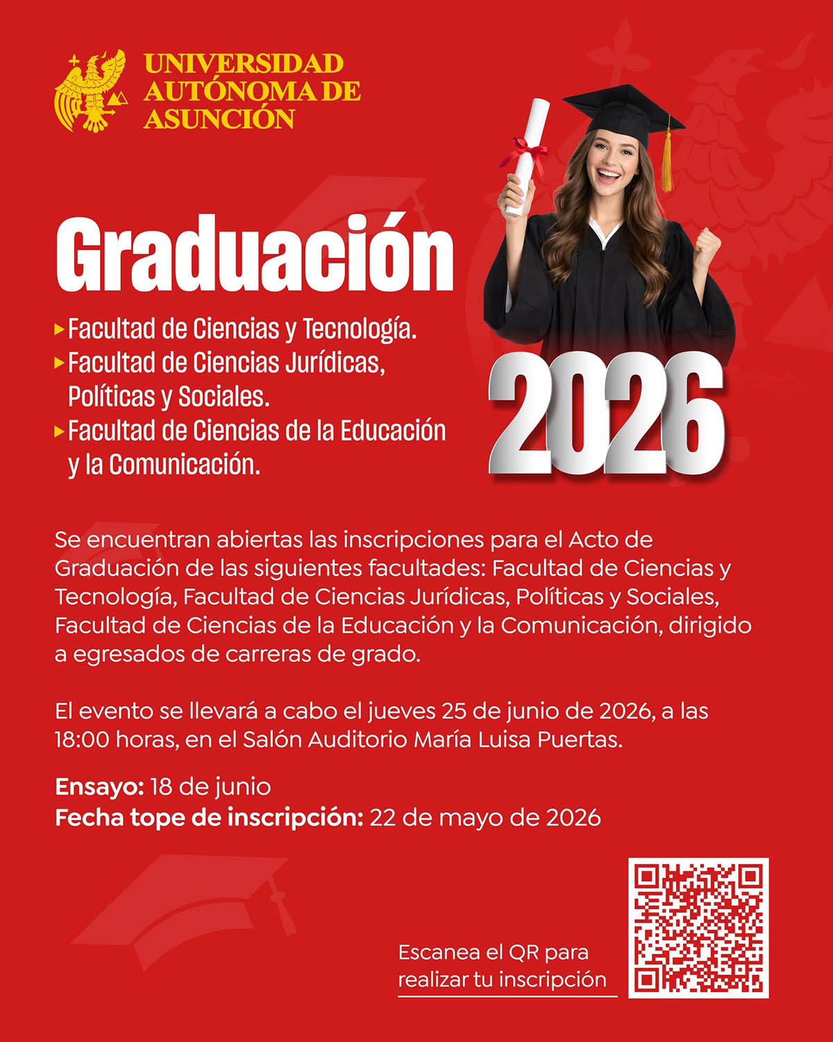 Flyer del acto de graduación de noviembre