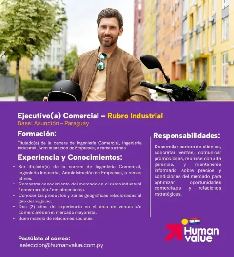 Ejecutivo Comercial - Rubro Industrial