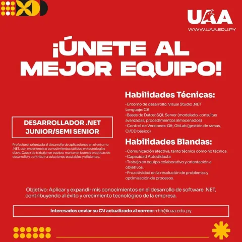 Oferta Laboral: Desarrollador .NET Junior/Semi Senior