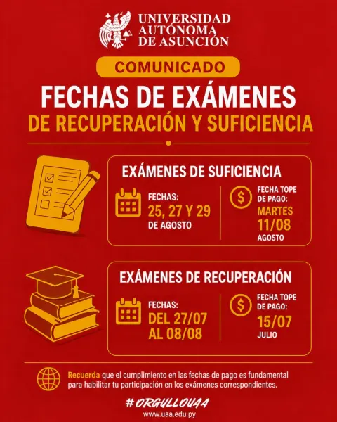 UAA comunica fechas de exámenes de recuperación y suficiencia